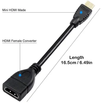Nové 1080P Mini HDMI(Typ C) Samec na HDMI Samice HDTV Adapter Converter Kabel
