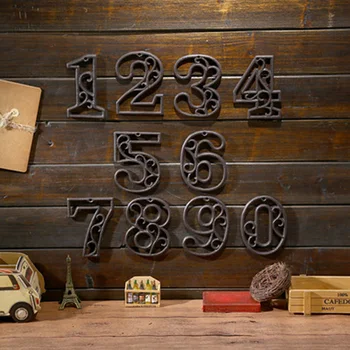 0-9 Čísla Litiny domovní Znamení, Dveře, Desky DIY Cafe Zdi Nádvoří Dekorace Kreativní Dveře Pokoje Číslo Štítku