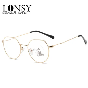 LONSY Vysoce Kvalitní Retro Kolo Kovové Brýle Muži Ženy Anti Blue Light Krátkozrakost Brýle Hotové -1 -1.5 -2 -2.5 -3 -3.5 -4