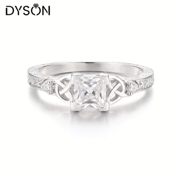 Dyson 925 Mincovní Stříbro Prsten Princezna Řez Jasné Zirkon Nekonečno Svatební Zásnubní Prsteny Pro Ženy Výročí Jemné Šperky
