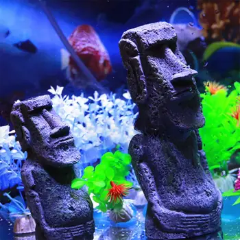 Žádná Pryskyřice Umělé Akvárium Velikonoční Ostrov Sochy Podvodní Dekorace Zahradní Ozdoby pro Ryby Nádrže Dekor-25