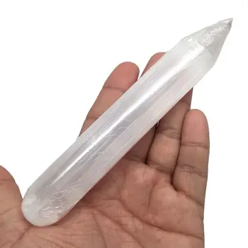 15cm Přírodní Selenite Leštěné Hůlka Kolo/Bod Reiki Čakry Quartz Crystal Léčení (1KS)