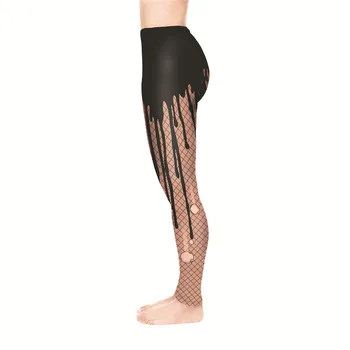 FCCEXIO Ženy Legíny Vysokým Pasem, Fitness Legging Síťované Otvory 3D Tisk Legíny Ženy Kalhoty Nové Cvičení Legíny Kalhoty Slim