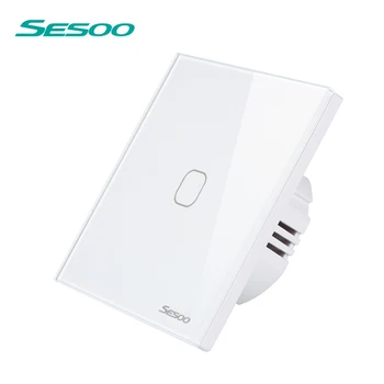 SESOO Touch Zdi Vypínač Světla, Vodotěsné A Ohnivzdorné Tvrzeného Skla Panel LED Lampa 1 2 3gang 1way Spínač (Bez Dálkového Ovládání )