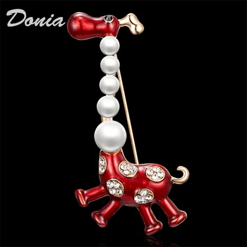 Donia šperky Módní roztomilé žirafí brož nová imitace perla Smalt zvířat brož dívka high-end dárek módní šperky