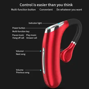 Obchodní Ušní Háček Bezdrátová Bluetooth Sluchátka Jízdy Šok Bass Sluchátka Vodotěsné Velké Baterie Headset pro Mikrofon