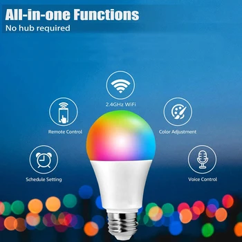WiFi Inteligentní Žárovky Hlasové Ovládání Siri Alexa Google Asistenta Smart LED Žárovku ekvivalentní Vnitřní Osvětlení Neon Měnící Lampa