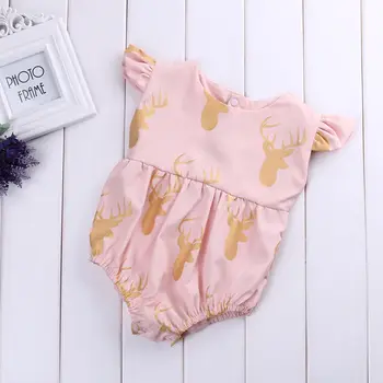 2017 NOVÉ příjezdu Baby Girl Oblečení Bunny Jelen tisk Kombinéza baby Kombinézu Oblečení Sunsuit Roztomilý Kostým Letní dětské oblečení