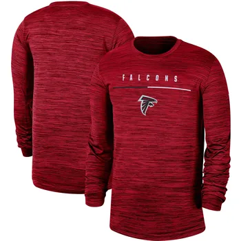 Muži Atlanta Červená Postranní Čáry Falcons Legenda Rychlost Cestovní Performance Dlouhý Rukáv T-Shirt