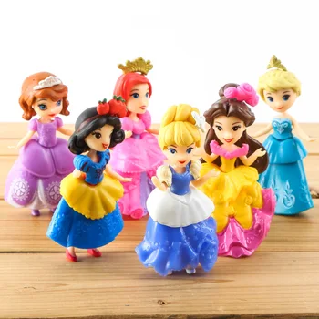 Disney Princezna Hračky, 6 Ks/Sada 9 cm Roztomilý Kreslený Anime Princezna, Akční Figurky Elsa Sníh Bílé Panenky Juguetes Modely