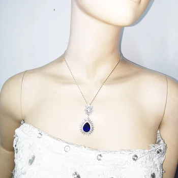 2021 nové módní populární křišťálově modrá zelená CZ náhrdelník náušnice strana šperky svatební nevěsta oblékání formální banket šperky