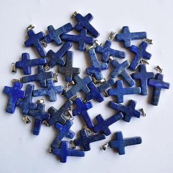 2020 Módní hot prodej přírodní Lapis Lazuli cross přívěsky přívěsky pro muže a ženy, šperky 20ks/lot Velkoobchod zdarma