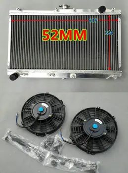 52 mm Hliníkový Závodní Chladič a VENTILÁTORY PRO Mazda MX5 MX-5 Miata NB MT 1.6/1.8 L L4 motor 1998-2005 SADA 99 00 01 02 03 04