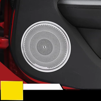 QHCP Dveře Auta Reproduktor Audio Kryty Dekorativní Samolepky Lišty Pro Ford Mustang 2016 2017 2018 2019 2020 Interiérové Doplňky