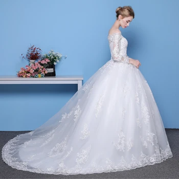 Dlouhými Rukávy Svatební Šaty 2021 Princezna Krajky Svatební Nevěsta Šaty Luxusní Vintage Přes Rameno Robe De Mariage