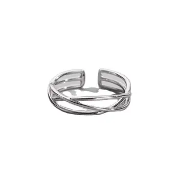 Sodrov S925 sterling silver otevřít dutý prsten žena korejský styl jednoduché osobnosti velikost prstenu nastavitelná