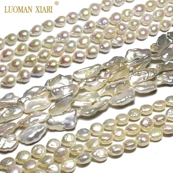 Top AAA Přírodní Barokní Perla Lístků Kulaté Knoflíky tvaru Pearl Pro Výrobu Šperků DIY Náramek, Náhrdelník, Náušnice, 7-16mm