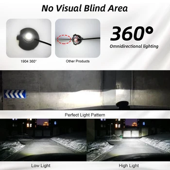 360 stupňů Osvětlení H11 LED H7 HB4 9005 9006 HB3 Auto LED Žárovka 6000K Turbo LED Projektor Jízdy Světlo Auto Mlhové svítilny, Bílá