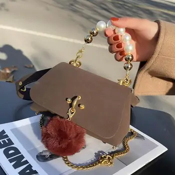 Mini Pearl Tote Bag 2021 Módní Nové Vysoce kvalitní Matné PU Kůže Ženy Značkové Kabelky Hairball Rameno Messenger Bag