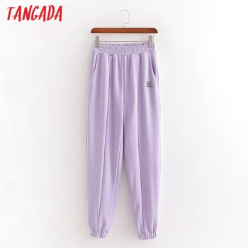 Tangada 2020 ženy dopis výšivky nákladní strethy pasu kalhoty volné kalhoty běžce ženské tepláky streetwear 1D444