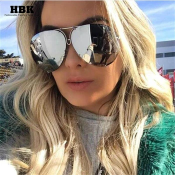 HBK Pilot Nadrozměrných sluneční Brýle Muži, Klasické Stříbrné Zrcadlo Sluneční Brýle Kovový Luxusní Značka Brýlí Odstíny Pro Ženy
