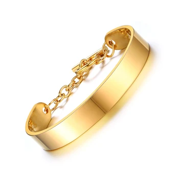 Peri'sbox Zlaté Stříbrné Barvy Přepnout Sponu Širokou Robustní Náramky T Bar Titan Ocelové Náramky pro Ženy Módní Minimalistické Šperky