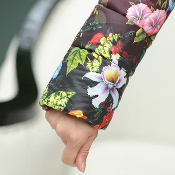 Zimní bundy Dámské XL - 5XL Plus Velikosti Matka Oblečení Květinové Bunda Zima Lady Tlusté Teplé Kalhoty Raspon Bunda