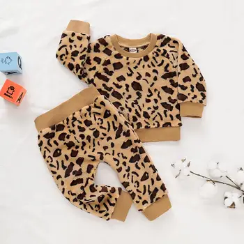 Děti Leopard Pyžamo Dítě Chlapci Dívky Bavlna Teplé Pyžamo Vánoční Pyžamo Pro Děti kojenecké Sametové oblečení na Spaní Podzim