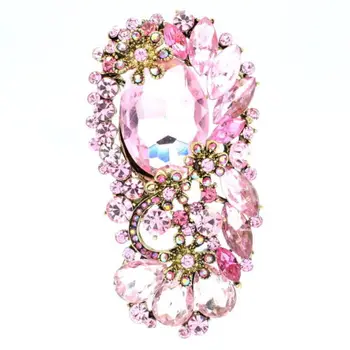Přichází Elegantní Růžové Drahokamu Crystal Květina Brož Pin Romantický Svatební Nevěsta Družička Drahokamu Šperky 6300