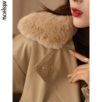 MISHOW 2020 Zimní Bundy Pro Ženy Kožešiny Límec Módní Elegantní oblečení svrchní Oblečení Ženy Venkovní Kabáty, Teplé Kabáty MX20D8257
