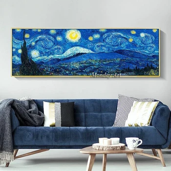 Elegantní Poezie Hvězdná Noc Vincenta Van Gogha, Slavného Umělce Plakát Umění Zdi Obraz, Plátno, olejomalba Domácí Zdi Dekor