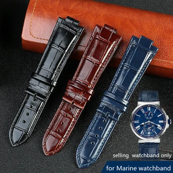 25 * 12mm konvexní kožený řemínek vhodný pro námořní marine řady mužů a žen hodinky doplňky s motýl