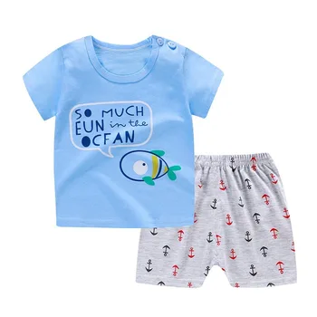 Nové Příjezdu Letní Batole Chlapci Dětské Oblečení Robot Tisk Krátký Rukáv T-košile + Šortky 2 Piece Set Baby Chlapci Dívky Soupravy Oblečení