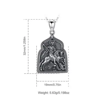 925 Stříbro Saint George Vítězný Křesťanský Přívěsek Náhrdelník St George Strážný Anděl Náboženské Šperky Náhrdelník Ortodoxní Anděl