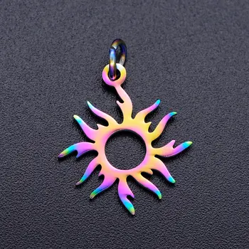 5ks Nerezové Oceli Sluncem Půvaby Slunce přívěsky pro DIY Šperky Kouzlo Tvorby Náhrdelník Ručně 17x16x1mm Otvoru: 3mm Zlatý