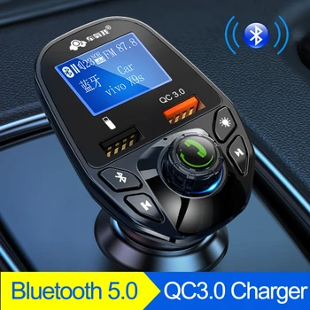 JINSERTA Auto Bluetooth 5.0 FM Vysílač QC3.0 Duální USB Nabíječka Handsfree Mp3 Přehrávač s AUX Vstup U Disku Přehrávání Hudby