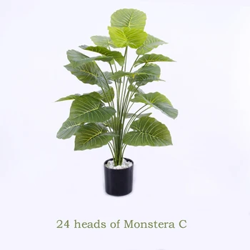 75cm 24Heads Tropické Monstera Rostliny Velké Umělé Palmy Plastové Zelené Listy Falešný Želva Zeleň Pro Domácí Party Dekor