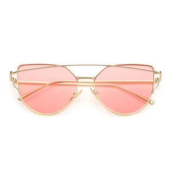 LongKeeper Cat Eye sluneční Brýle, Ženy Značky Vintage Módní Rose Gold Mirror Brýle Jedinečné Dámské sluneční Brýle Gafas UV400
