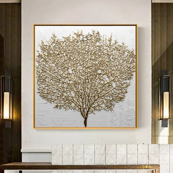 Abstraktní Zlatý Strom Plátně Obraz, Plakát a Tisk Wall Art Obrázek Cuadros Domácí Dekorace pro Obývací Pokoj Dekor