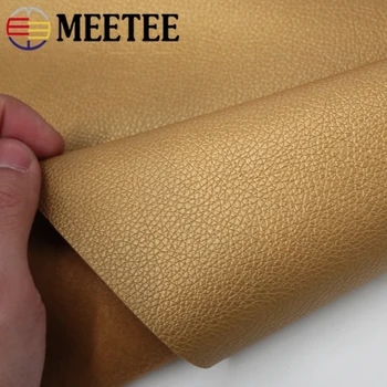 Meetee 50x139cm Gold PU Syntetická Kůže Litchi Vzor pro DIY Kabelka Úschova Měkké Domácí Textilní Dekorace textilní SL213