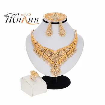 MUKUN 2020 Módní African Svatební Šperky Sady Pšenice Tvar Náhrdelník, Náramek Elegantní Dámské Náušnice Prsten Dubaj Svatební Šperky