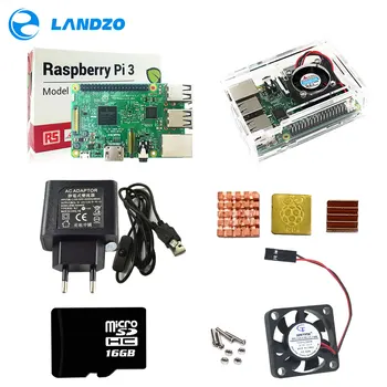 Raspberry Pi 3 ABS Pouzdro s ventilátorem 16GB SD Kartu chladič a 5V 2.5 A Napájecí adaptér s vypínačem kabel pro raspberry pi model b
