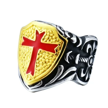 Retro Pánské Biker Z Nerezové Oceli Knights Templar Prsten Módní Šperky Dárek