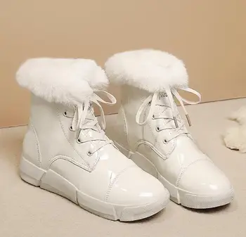 Zimní nové dámské boty v trubici ploché kozačky ležérní bavlněné boty nátěr kožené fashion boty barva bot