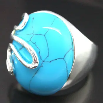 Hot prodej nový Styl >>>> Módní Šperk 17mmX21mm Modrý kámen 925 Sterling Silver Šperky Prsten