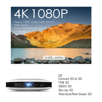 Vivicine 1080p 3D 4K Projektor,Android, WIFI, HDMI, USB, Full HD Mini PC Hry Domácí Kino Kino Proyector 12000 mAh Baterie Sršeň