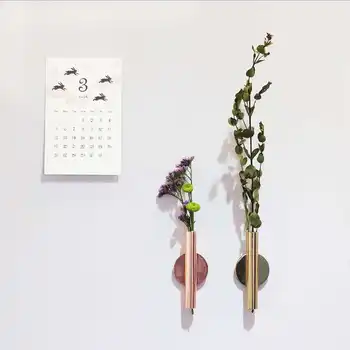 Nordic Postmoderní Zeď Váza Ikebana Sušené Květiny, Kytice Nálepka Na Zeď Květináč Kreativní Domácí Dekor-Zlatý