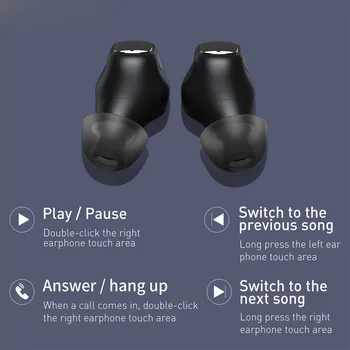 Baseus WM01 Pravda, TWS Bezdrátová Sluchátka Bluetooth 5.0 Sluchátka HD Sluchátka, Dotykové Ovládání špunty pro iOS/Android Sluchátka