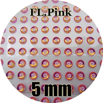 5mm 3D Fluorescenční Neon Pink (Bílá Žák) / Velkoobchod 500 Měkké Tvarované 3D Holografické Ryby Oči Fly Vázání, Jogging, Nalákat