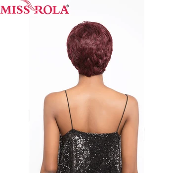 Miss Rola vlasy Brazilský Rovné Vlasy Krátké Lidské Vlasy, Paruky #99J Celý Stroj Paruka Plné 360 S Vlasy je Non Remy